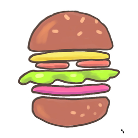 food drawing burger hamburger