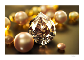 Big diamond with pearl in golden light - DG