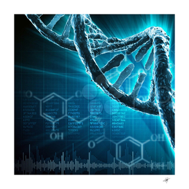 blue DNA illustration 3d abstraction genetic molecule