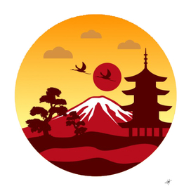 Japanese pagoda Graphic design japan landscape