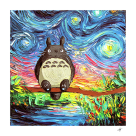 Totoro Starry Night Art Van Gogh Parody
