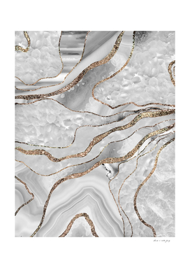 White Agate Gold Glitter Glam #1 (Faux Glitter) #decor #art