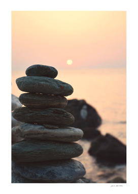 Zen balancing beach pebbles in sunse by ARTbyJWP CSC_