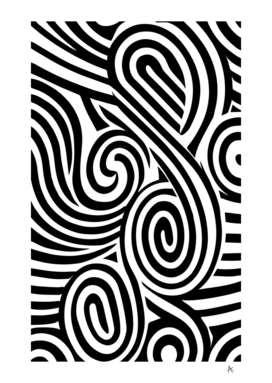 Black and White Abstract Swirly Design