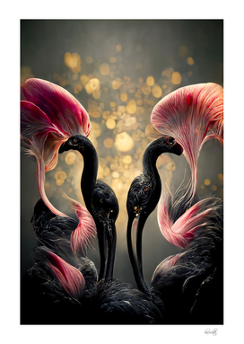 black pink flamingo
