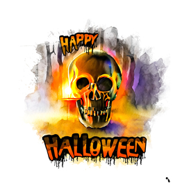 Halloween Skull Skeleton Bones Watercolor