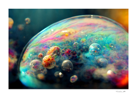 The bubble with colorful element in its