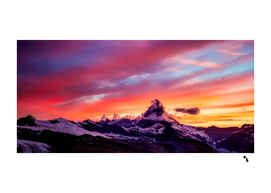 Matterhorn Mountains Sunset Dusk Snow Winter