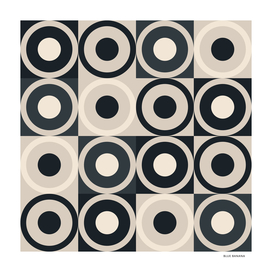 Retro Square and Circle Tile Black Cream and Slate