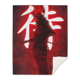 A Samurai With Red Background