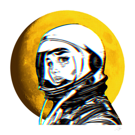 Crying Astronaut | Duotone Moon Glitch aesthetics