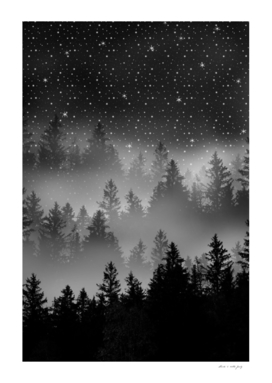 Black & White Forest Galaxy Dream #1 #decor #art