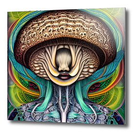Portait of a Mushroom With Human Features