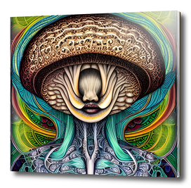 Portait of a Mushroom With Human Features
