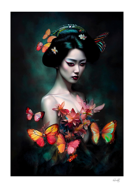 Geisha with butterfly
