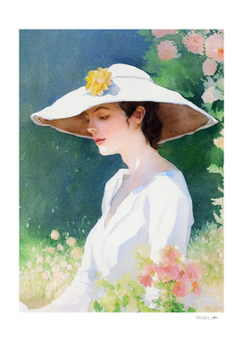 Woman in the garden on sunny day