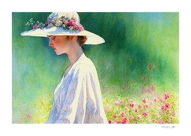 Woman in the garden on sunny day