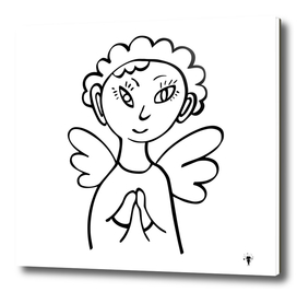 Cute angel,  children's drawing.