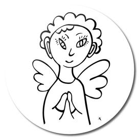Cute angel,  children's drawing.