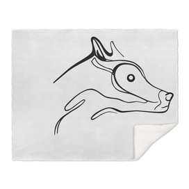 Portrait of a dog in profile, Doberman, linear drawing