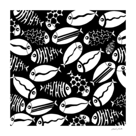 Graphic fish black and white