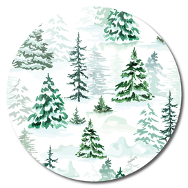 Snowy Pines. Winter Landscape