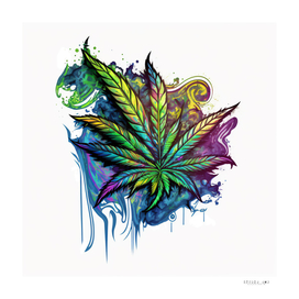 Colorful marijuana cannabis leaf