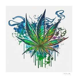 Colorful marijuana cannabis leaf