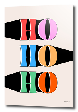Ho Ho Ho Retro Colorful Christmas Art Print
