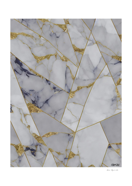 White Marble - Gold Particles