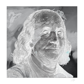 Inverted Ben Franklin abstract portrait | pop art aesthetic