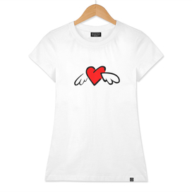 Red heart with wings, printed on February 14.
