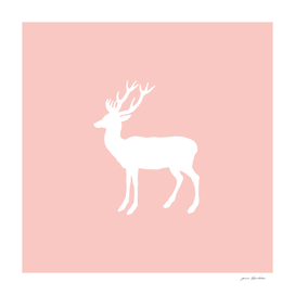 Cute Christmas deer silhouette on light pink