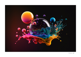 Colorful bubble on the dark background