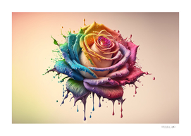 Colorful rose with colors splash