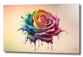 Colorful rose with colors splash