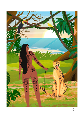 Tattooed Girl with Cheetah