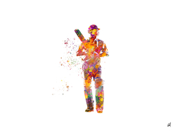 Watercolor cricket player