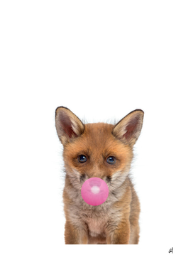 fox with bubble gum