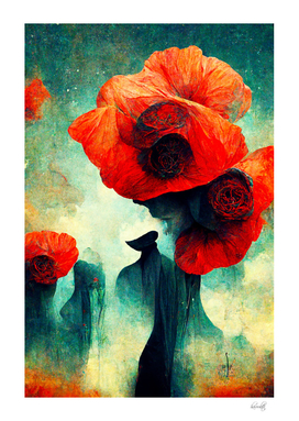 vintage abstract poppies