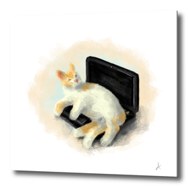 Lazy Cat on a Laptop