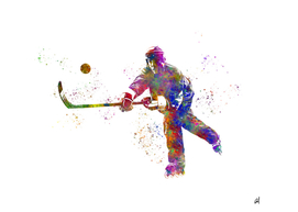 Ice hockey player in watercolor