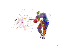 Ice hockey player in watercolor