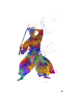 Watercolor martial art-kendo