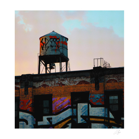 NYC water tower at sunset | street art aesthetic