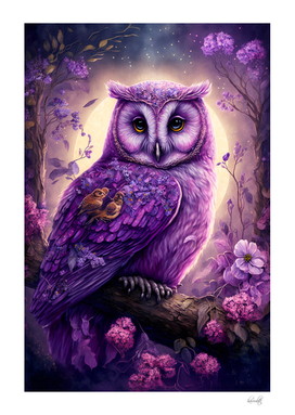 purple floral owl