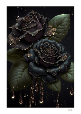 black elegant roses