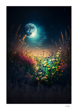 wildflowers under the moon