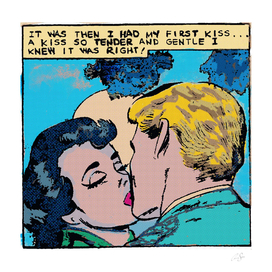 Tender kiss | Vintage girl | Old comics| Pop-art aesthetics
