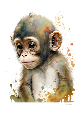 Water Color Baby Monkey